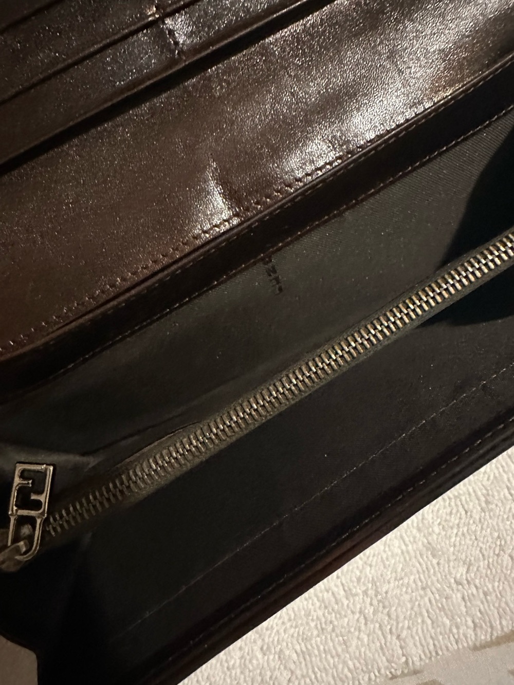 Authentic Fendi Zucca FF Long Wallet Brown Canvas Leather Vintage - Picture 11 of 12